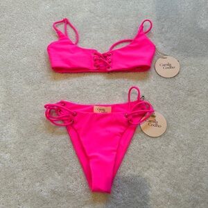 Athens Hot Pink Lace-Up Bikini Set
